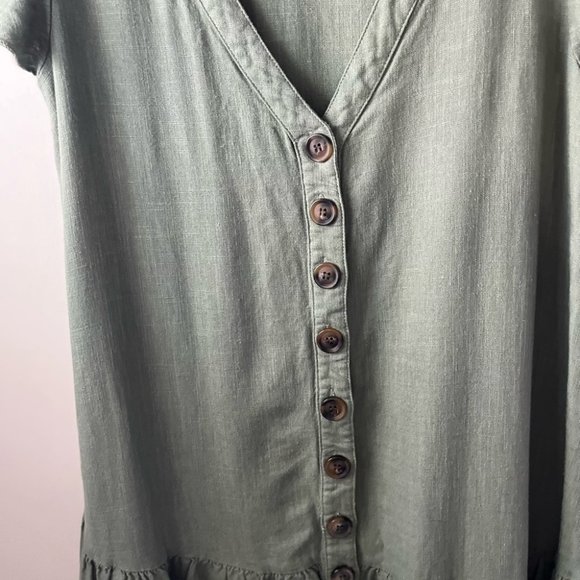 Showpo Women's Button Up V-Neck Ruffled Hem Casual T-Shirt Dress Size 6 - Picture 5 of 9